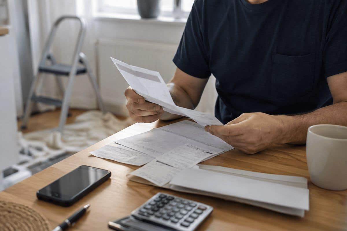Hantverkare som utför en konsumenttjänst i ett hem